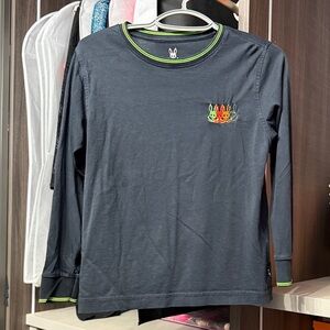 Psycho Bunny Black Tee with Multicolor Embroidery